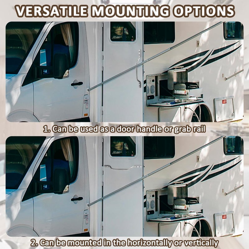 SAQXK Aluminum RV Grab Door Handle Trailer Ramp Gate Door Handle Truck Rear Door Side Door Inside Handle Assist Entry 135 Inch Camper Long Handle Solid Round Heavy Duty Surface Mounted - Image 4