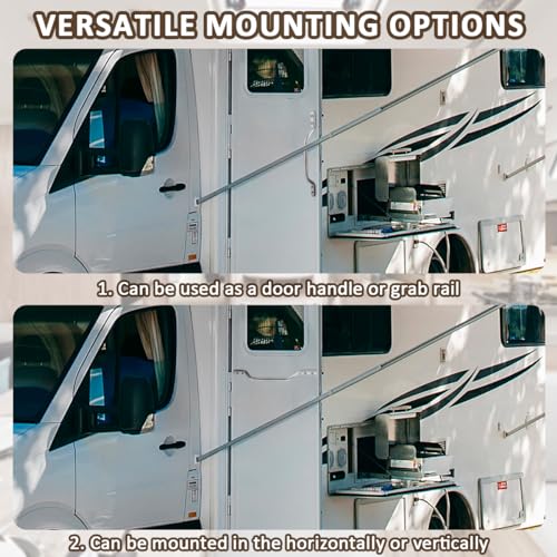 SAQXK Aluminum RV Grab Door Handle Trailer Ramp Gate Door Handle Truck Rear Door Side Door Inside Handle Assist Entry 135 Inch Camper Long Handle Solid Round Heavy Duty Surface Mounted - Image 3