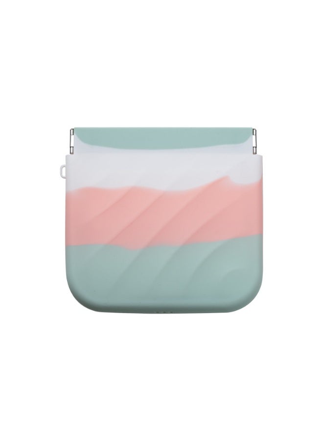 xozgdovg Silicone Pouch Snap Coin Purse Small Makeup Bag GW-green white powder