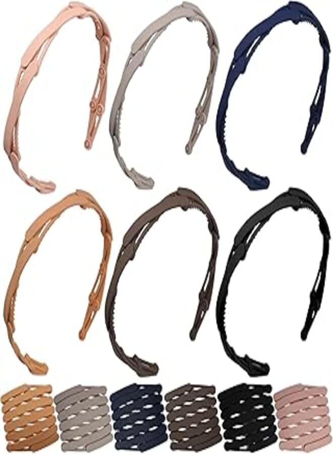6 Pieces Plastic Headbands No Slip Teeth Comb Foldable Headband Assorted Colors Compact Portable Adjustable Hair Hoop for Women Girl Washing Makeup Travel Outdoor
