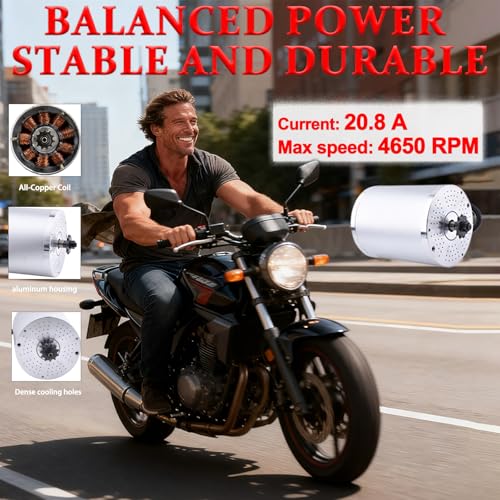 Chokayaky 48V Motor Kit 1000W Electric Brushless DC Motor Kit 3500RPM Go Kart Electric Motor 5.1N.M Electric Dirt Bike Motor No Bracket BLDC Motor for Electric Scooter Ebike Controller Ebike Throttle with Key - Image 3