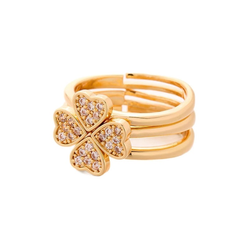 MONOZO 18k Gold plated Ring for Women | Cubic Zirconia Copper Adjustable Finger Ring for Girls | Western Ring | Girl Fashion Jewellery - Image 1