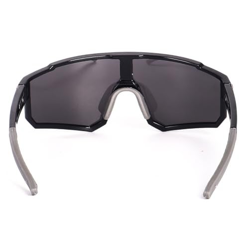 Dervin One Piece Shield Sports Oversized Visor Polarized Sunglasses for Men Women, Outdoor Cycling Hiking Fishing Sunglasses (Black) - Image 4