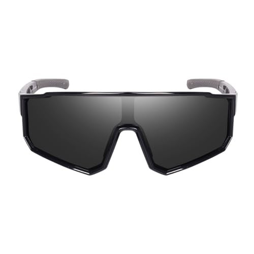 Dervin One Piece Shield Sports Oversized Visor Polarized Sunglasses for Men Women, Outdoor Cycling Hiking Fishing Sunglasses (Black) - Image 2