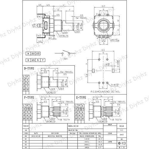 DIYhz 10 Pcs EC11 Rotary Encoder Dode Switch Audio Digital Potentiometer with Switch - 15MM - Image 5