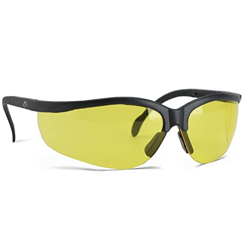 Walker's Sport High-Grade Polycarbonate Lenses Half Frame Soft Rubber Nose Piece Adjustable Safety Shooting Glasses, Yellow - Image 1