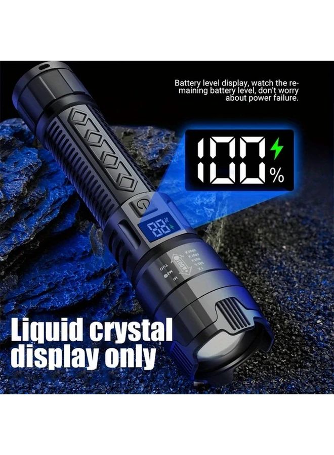 High Power P900 LED Flashlight Rechargeable Zoom Tactical Torch Black USB Hand Lantern - Image 5