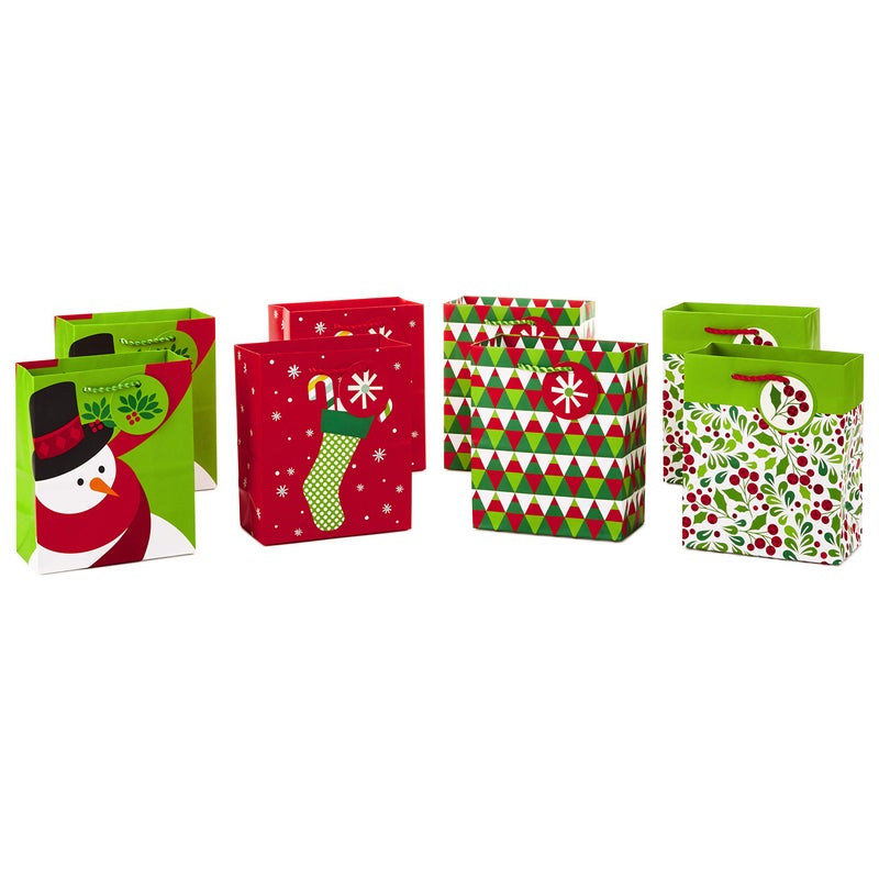 Hallmark 6 Small Christmas Gift Bag Bundle Festive Holiday Pack of 8 4 Designs - Image 2