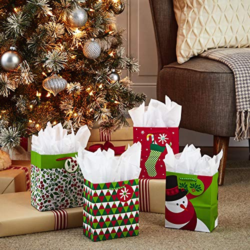 Hallmark 6 Small Christmas Gift Bag Bundle Festive Holiday Pack of 8 4 Designs - Image 3