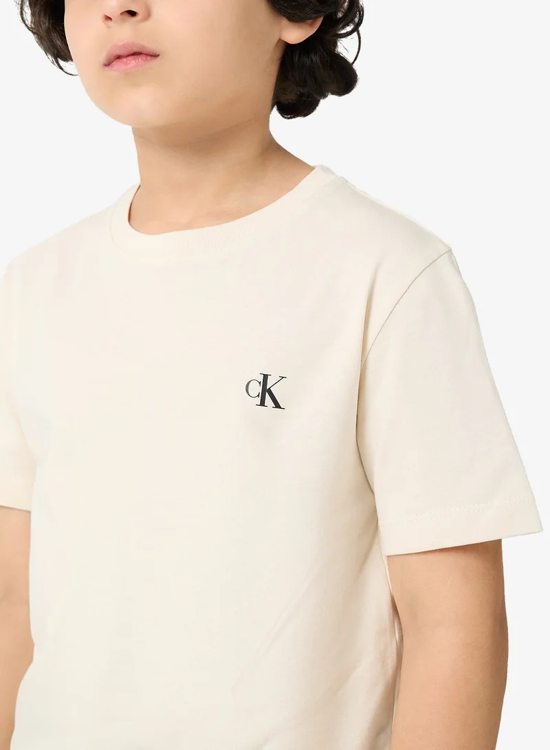 كالفن كلاين جينز مجموعة تيشيرت بشعار للأطفال - مكونة من قطعتين