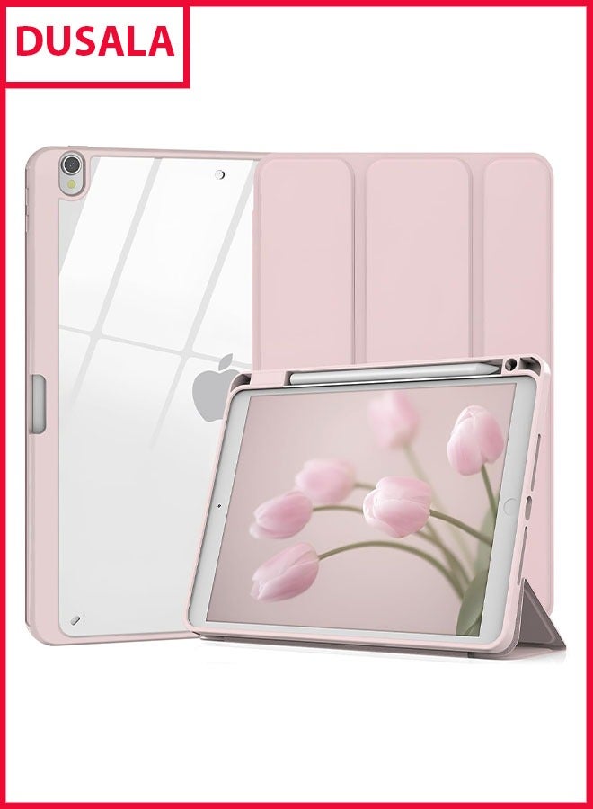 DUSALA Case for iPad Pro 10.5-Inch and iPad Air 3 (10.5-Inch 2019, 3rd Generation) with Pencil Holder, Slim Stand Protective Cover with Clear Transparent Back Shell for iPad Pro 10.5 inch Tablet, Support Auto Wake/Sleep, (Pink) - Image 1