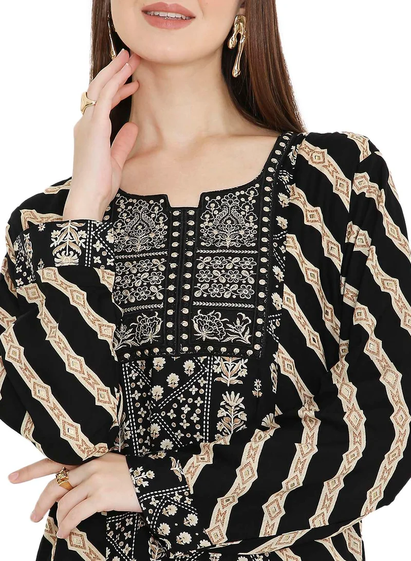 HANA & SARA UNIQUE STYLE PRINTED WITH THREAD EMBROIDERY LONG VISCOSE ARABIC KAFTAN JALABIYA DRESSES