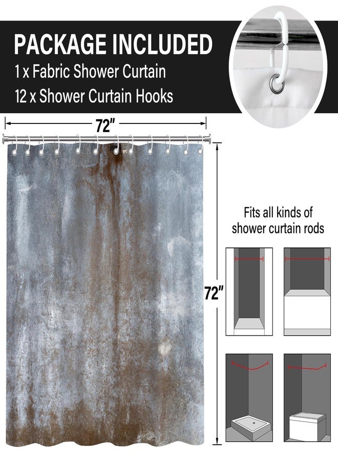 TSLOVER Industrial Brown Grey Shower Curtain,Rustic Abstract Shower Curtains,Vintage Minimalist Waterproof Polyester Farmhouse Bathroom Decor with Hooks,72x72 in - Image 2