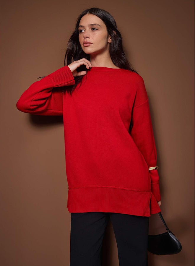 trendyol Red Piped Knitwear Sweater - Image 2