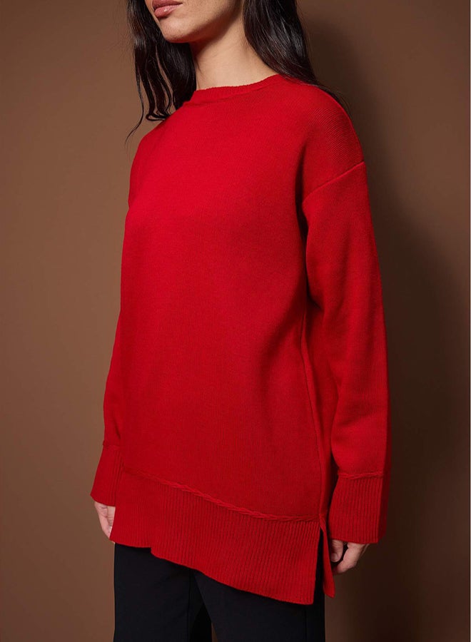 trendyol Red Piped Knitwear Sweater - Image 3