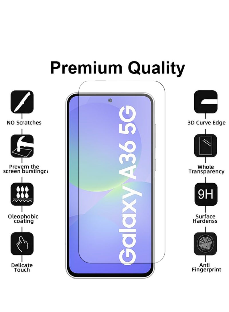 DUSALA 2 Pieces of Samsung Galaxy A36 Tempered Glass Screen Protector – High Transparency, Delicate Touch, Anti-Explosion, Smooth Arc Edges, Easy Installation, - Image 2