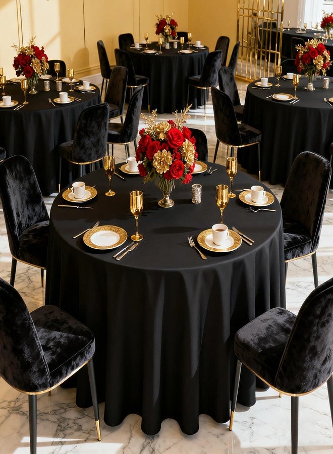 MRJ Black 70 Inch Round Tablecloths Stain and Wrinkle Resistant Washable Polyester Table Cloth for Wedding Dining Banquet Birthday Party Buffet - Image 5