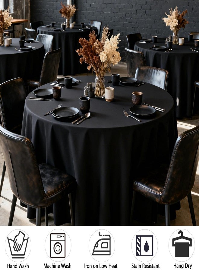 MRJ Black 70 Inch Round Tablecloths Stain and Wrinkle Resistant Washable Polyester Table Cloth for Wedding Dining Banquet Birthday Party Buffet - Image 2