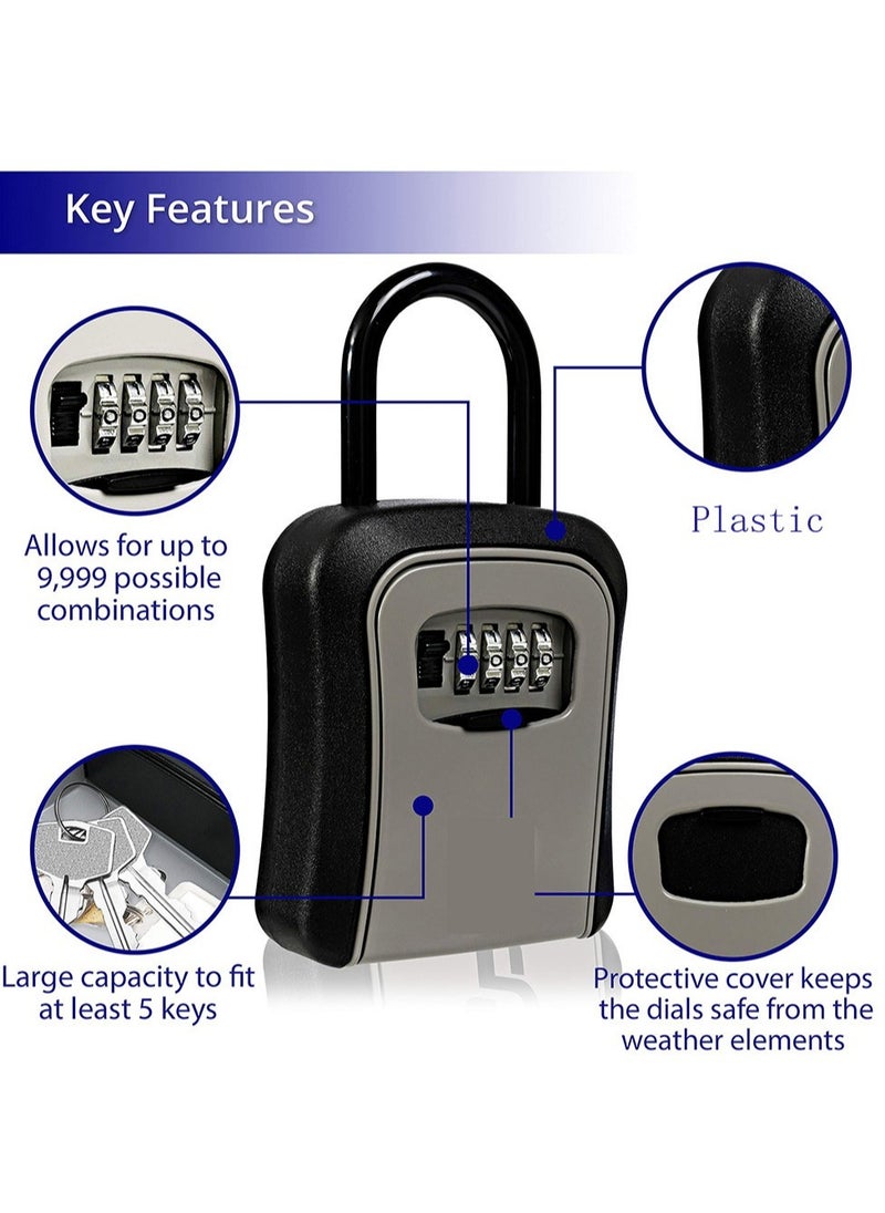 AROAQ Keys Lock Storage Box, Waterproof Keys Cabinet Organizer, Easy And Convenient Portable Four Digit Combination Lock Box, Resettable Code Safe Security Lock Key Box For Home, (1pc, Blue)  - Image 3