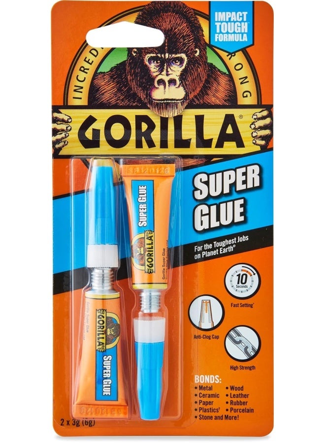 Gorilla Super Glue Clear 3G Tube 2 Pack 7800101 - Image 1