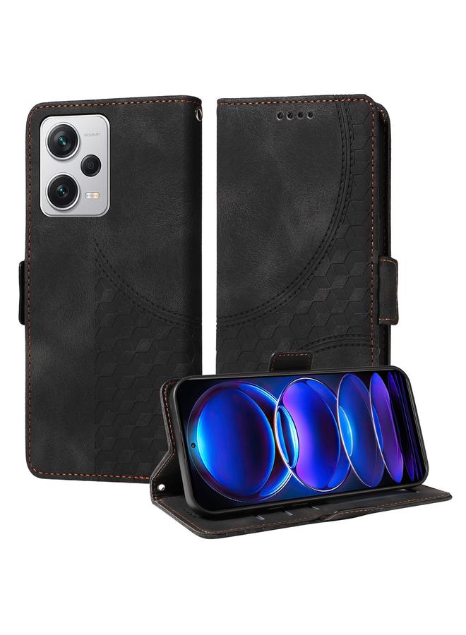 اس-توب جراب لهاتف Redmi Note 12 Explorer من الجلد المنقوش بنقشة معينية مرصعة بالنجوم - Image 1