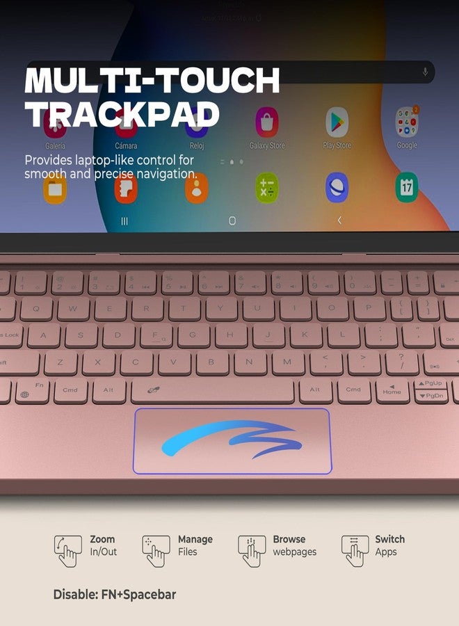 ديكسنور جراب Dexnor لجهاز Samsung Galaxy Tab A9+ Plus مع لوحة مفاتيح، غطاء لوحة مفاتيح مغناطيسي فائق الخفة مع لوحة لمس متعددة اللمس وحامل قلم بإضاءة خلفية لجهاز Samsung Galaxy Tab A9+ Plus مقاس 11 بوصة (2023)، لون وردي - Image 5