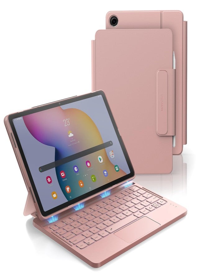 ديكسنور جراب Dexnor لجهاز Samsung Galaxy Tab A9+ Plus مع لوحة مفاتيح، غطاء لوحة مفاتيح مغناطيسي فائق الخفة مع لوحة لمس متعددة اللمس وحامل قلم بإضاءة خلفية لجهاز Samsung Galaxy Tab A9+ Plus مقاس 11 بوصة (2023)، لون وردي - Image 1