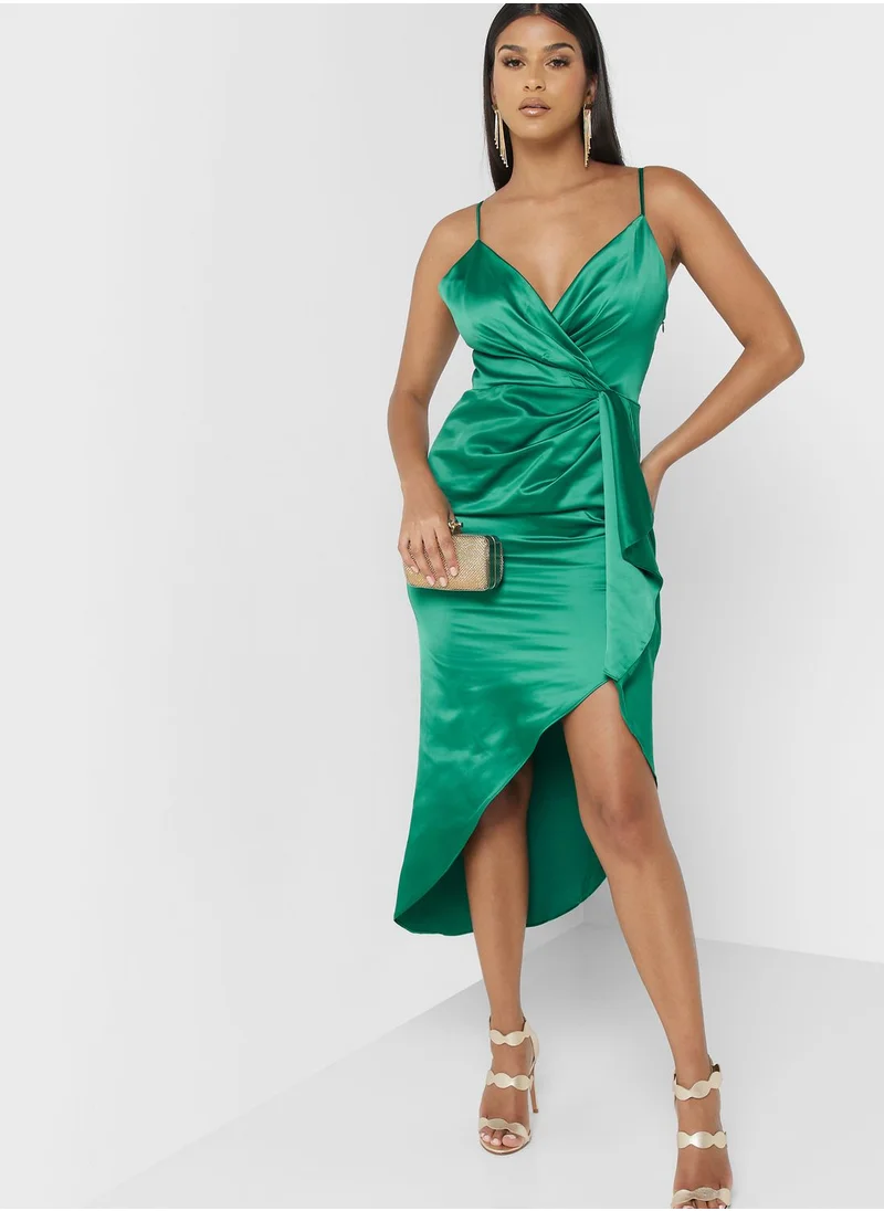 skirt and stiletto Strappy Knitted Wrap Dress