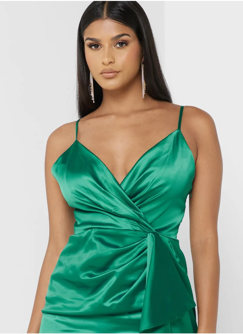 skirt and stiletto Strappy Knitted Wrap Dress
