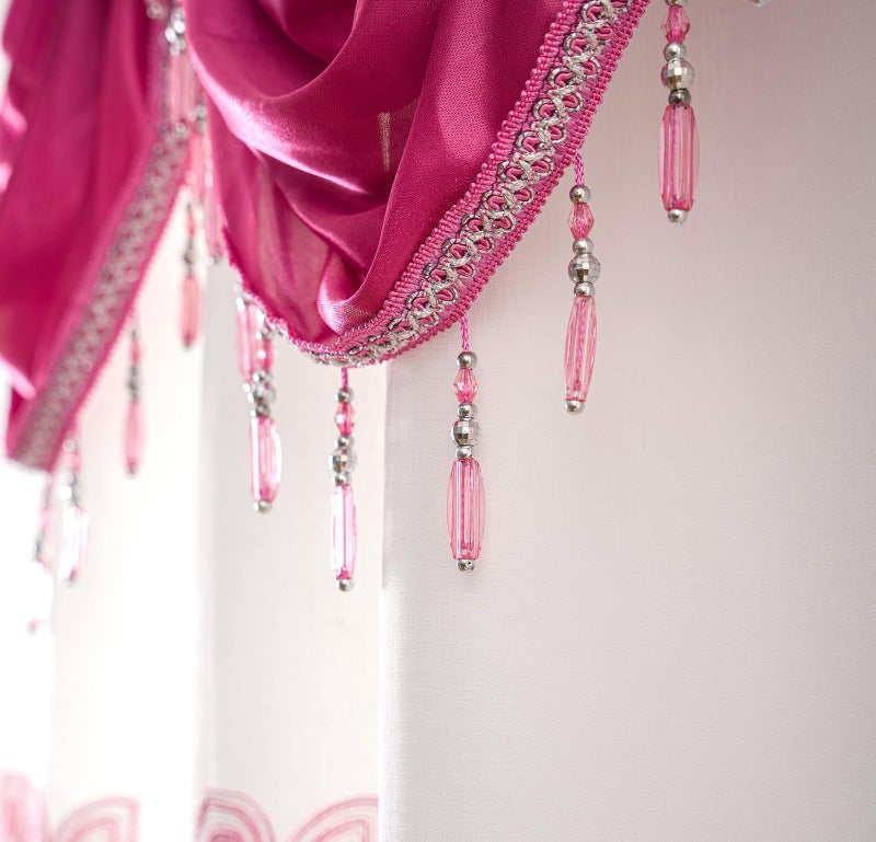 Petrichor Embroidered Sheer Curtain 2 Panels Set - Luxury Window Curtain Attached Valance with Satin Backing and 2 Tie Backs for Living Room,Dining Room, 54x84 inches, Rose - Image 5