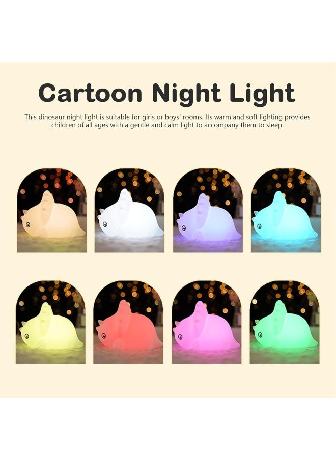 klarako - LED Night Light Touch Control Dinosaur Silicone Lamp Children for Bedroom Desktop Decor USB Charging Bedside Lamp Colorful + warm light - Image 1