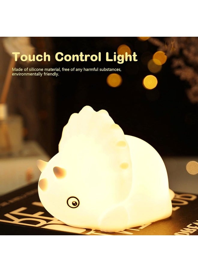 klarako - LED Night Light Touch Control Dinosaur Silicone Lamp Children for Bedroom Desktop Decor USB Charging Bedside Lamp Colorful + warm light - Image 1