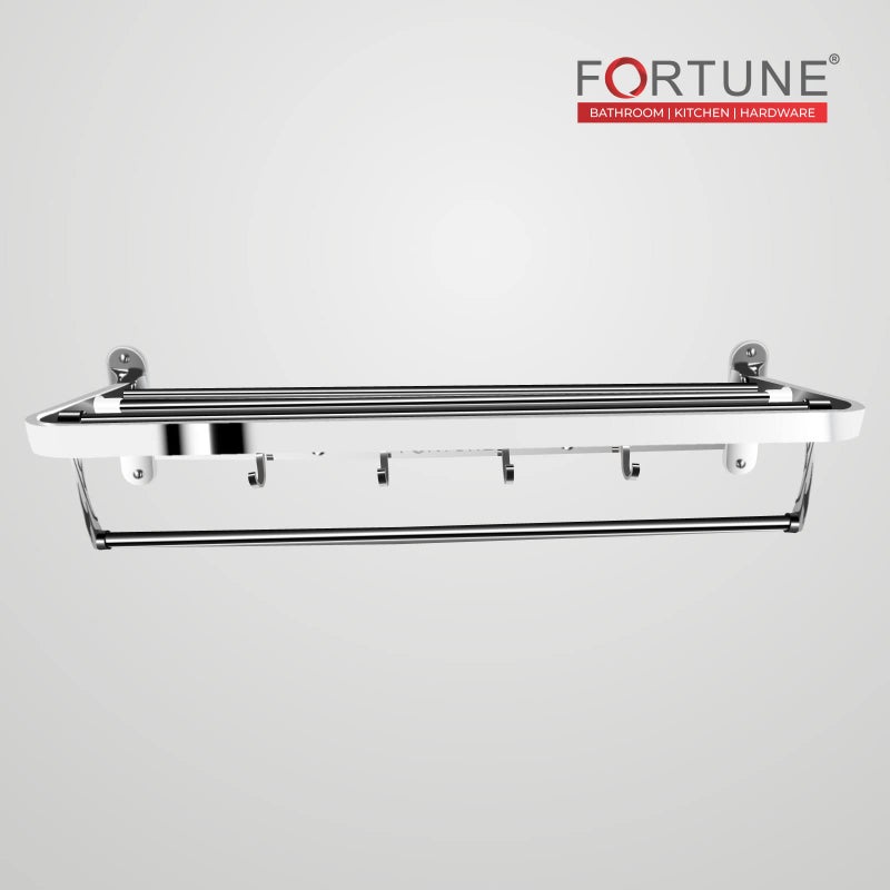 FORTUNE Lavish Stainless Steel Folding Towel Rack | Towel Stand | Towel Hanger | Towel Holder | Rack Shelf | Bathroom Accessories (Round) - (24 inch) - Image 3