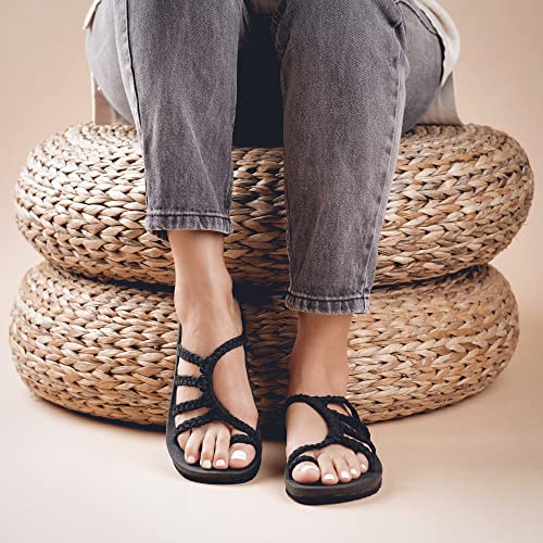 Plaka Relief Flip Flops for Women with Arch Support | Comfy Sandals for Women | Perfect for the Beach, Long Walks or Poolside | Reduces Heel & Back Pain | Black | Size 11 - Image 3