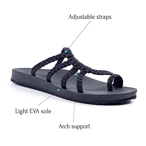 Plaka Relief Flip Flops for Women with Arch Support | Comfy Sandals for Women | Perfect for the Beach, Long Walks or Poolside | Reduces Heel & Back Pain | Black | Size 11 - Image 2