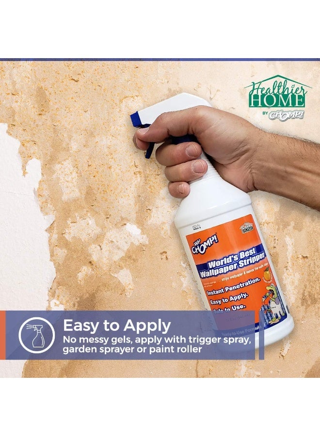 WP CHOMP! WP Chomp World’s Best Wallpaper Stripper: and Sticky Paste Remover, Citrus Scent 32oz.trigger  - Image 4