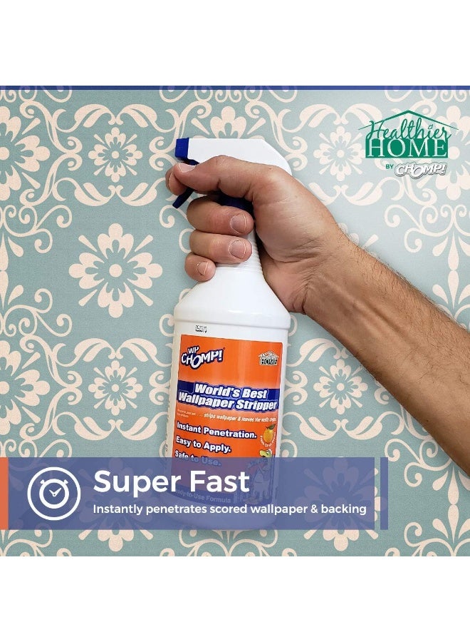 WP CHOMP! WP Chomp World’s Best Wallpaper Stripper: and Sticky Paste Remover, Citrus Scent 32oz.trigger  - Image 3