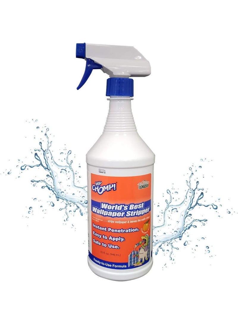WP CHOMP! WP Chomp World’s Best Wallpaper Stripper: and Sticky Paste Remover, Citrus Scent 32oz.trigger  - Image 1
