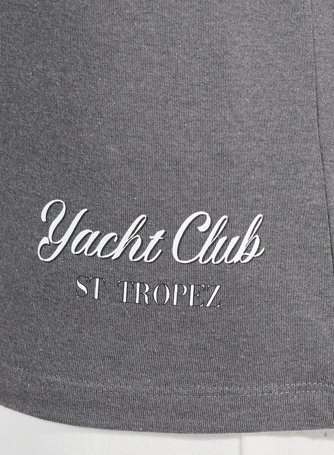 Styli Oversized Varsity Print Dropped Shoulder T-Shirt