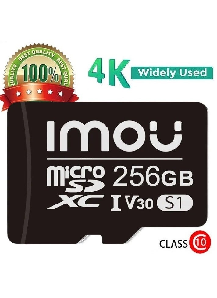 ايمو بطاقة ذاكرة Micro SDXC بسعة 256 جيجا فائقة السرعة فائقة التوافق فائقة التكيف فئة 10 (U3/ V30/3D) بطاقة فلاش TLC Nand مع سرعة قراءة 95 ميجابايت/ثانية وسرعة كتابة 38 ميجابايت/ثانية  - Image 1