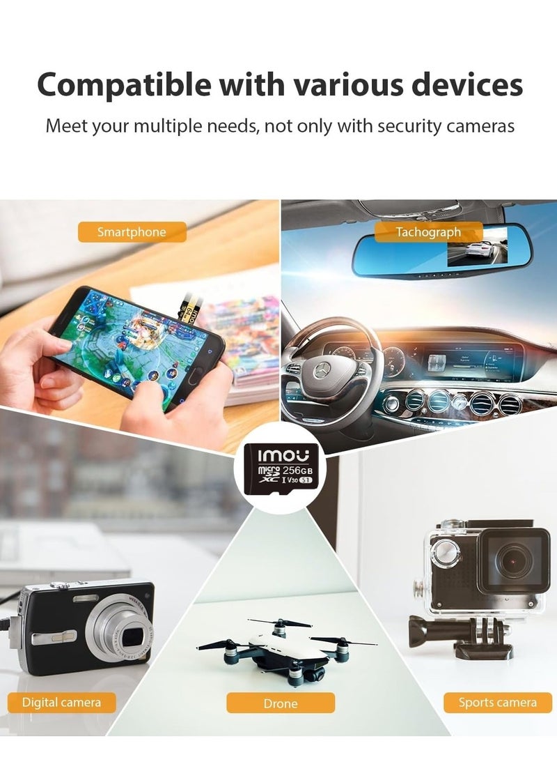256GB Ultra Fast Speed Micro SDXC Memory Card Class 10 (U3/ V30/3D) TLC Nand Flash Card with Read Speed is 95MB/s and Write Speed is 38MB/s