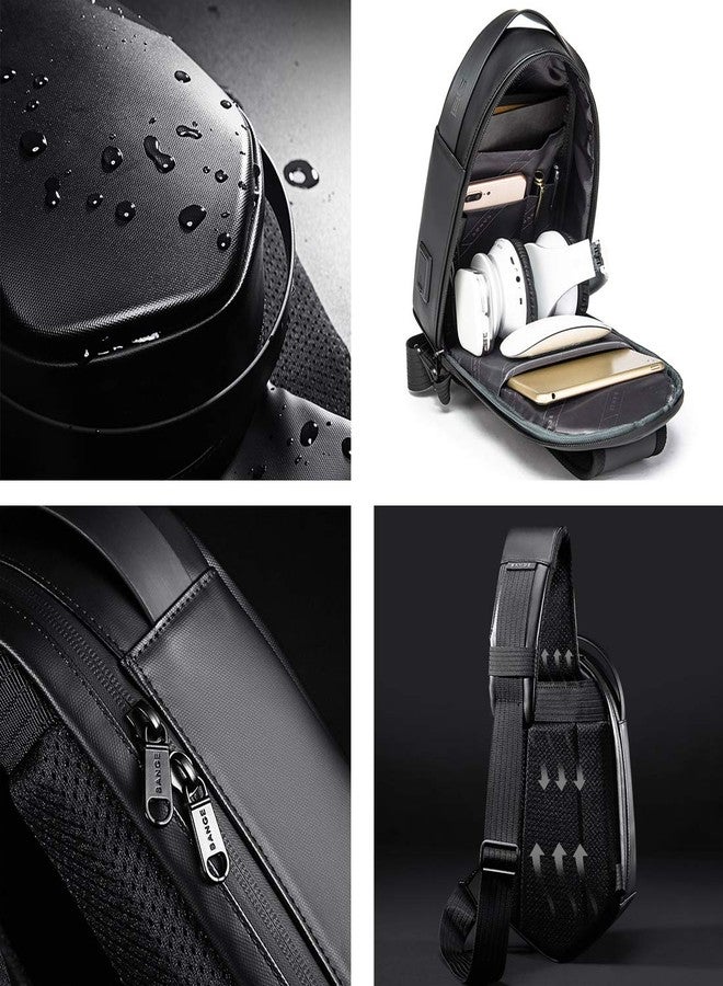 BANGE Unisex Rhombus Shell Design Water Resistant Sling Bag Chest Bag with USB Charging (Blue) - Image 5