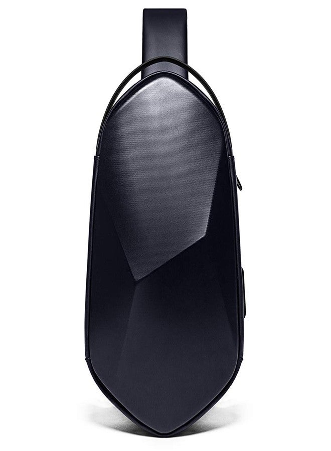 BANGE Unisex Rhombus Shell Design Water Resistant Sling Bag Chest Bag with USB Charging (Blue) - Image 2