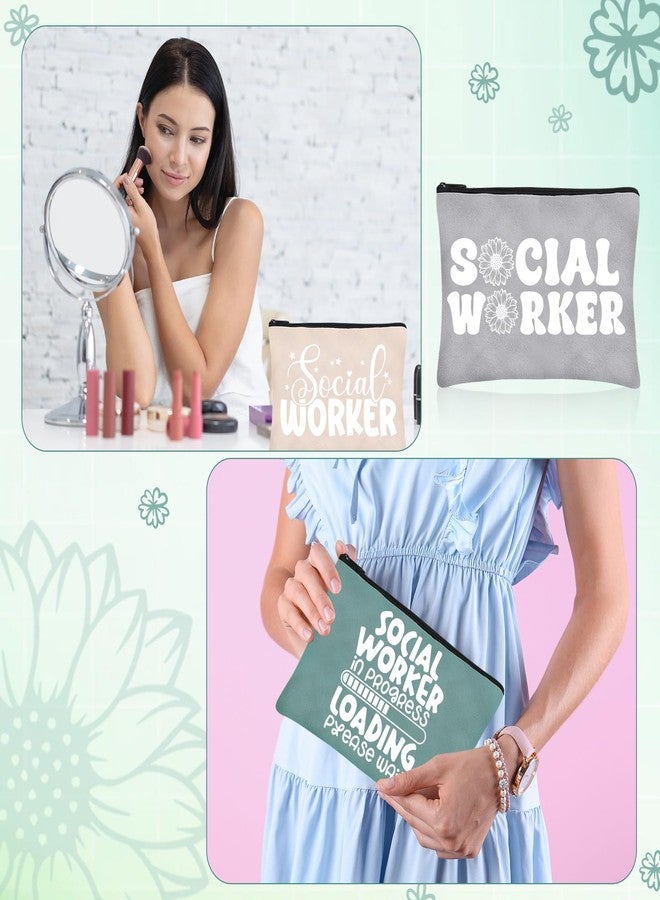 Abbylike 36 Pcs Social Worker Appreciation Gifts for Christmas Social Worker Month Makeup Bags Portable Cosmetic Canvas Pouch Travel Organizer Bulk for Party Favors for Women Girls(Muted Colors) - Image 4