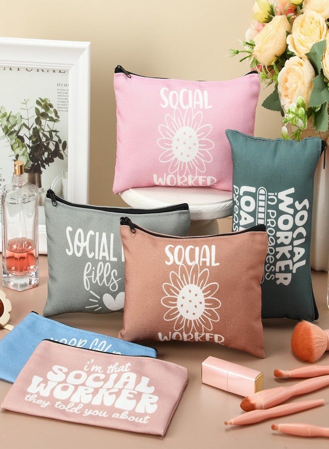 Abbylike 36 Pcs Social Worker Appreciation Gifts for Christmas Social Worker Month Makeup Bags Portable Cosmetic Canvas Pouch Travel Organizer Bulk for Party Favors for Women Girls(Muted Colors) - Image 5