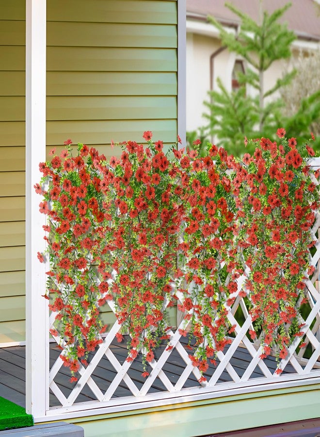 ZFProcess Artificial Hanging Flowers Plants for Outdoor Spring Decoration, 2PCS Faux Silk Daisy UV Resistant Look Real for Outside Home Indoor Planter Porch Window Yard Decor(Red) - Image 4