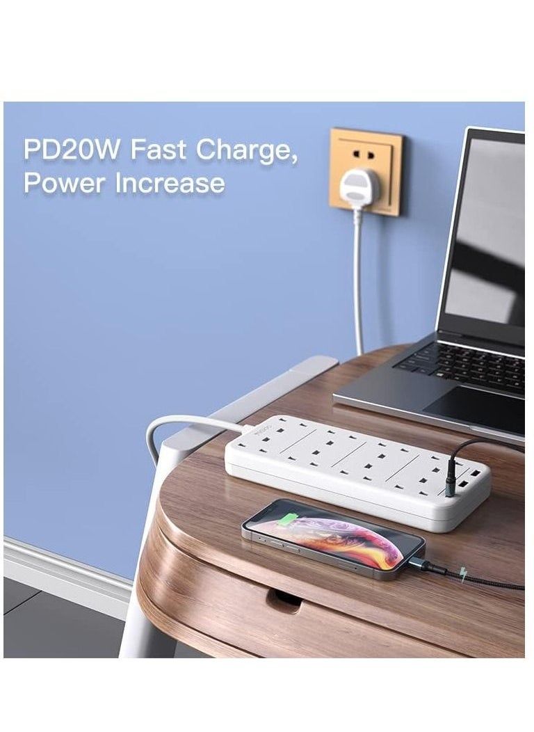 Yesido YESIDO 2 Meter MAx 3250W capacity 8 AC ports Power Socket with PD and QC fast charging USB ports.  - Image 3