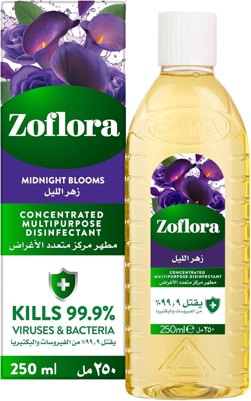 Zoflora Concentrated Disinfectant, Midnight Blooms 250ml - Multi-Purpose Cleaner for Floors, Kitchen, and Bathroom - Image 1