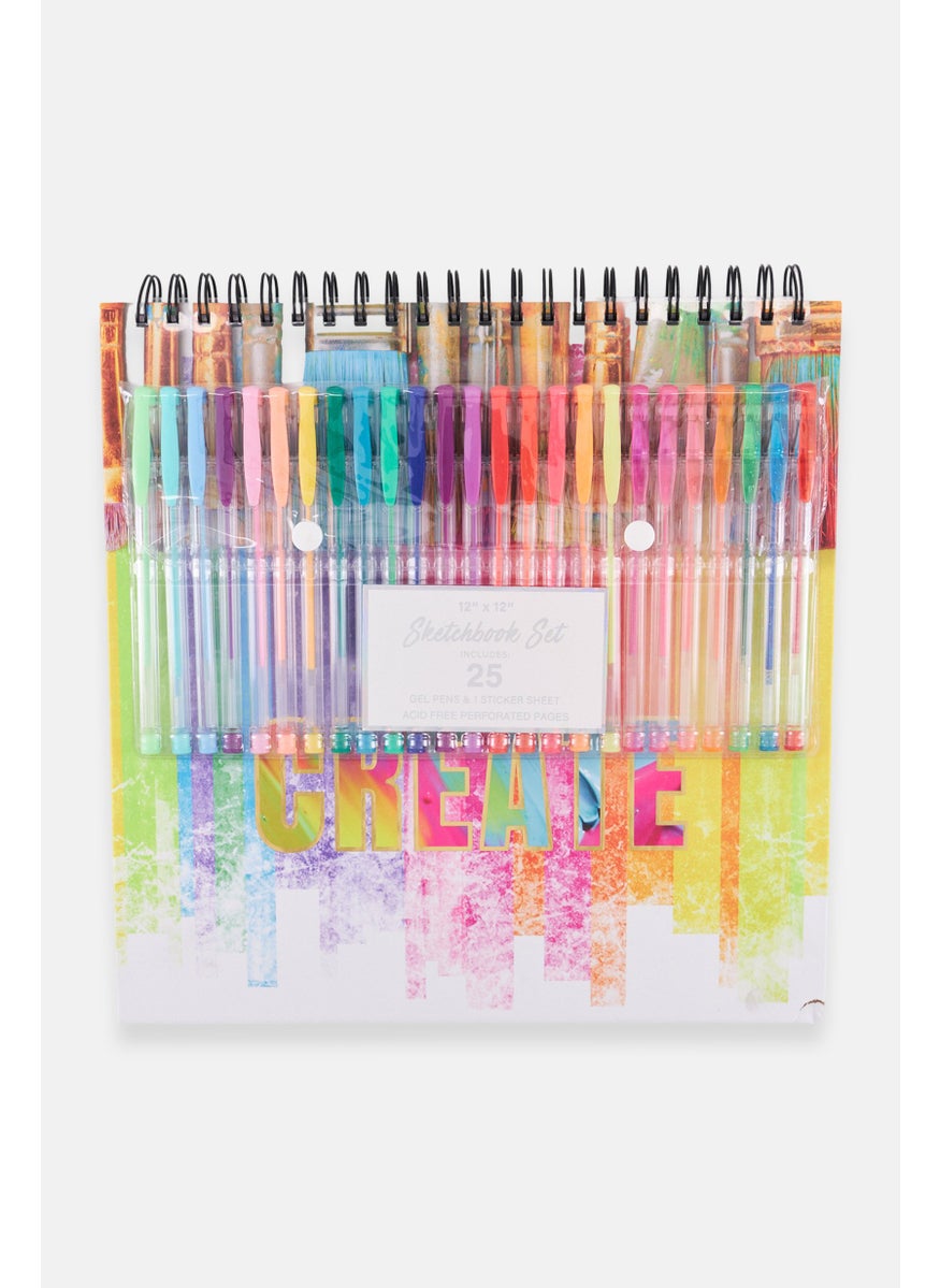 VOTUM 25 Pcs Gel Pen With Sktechbook Set, Pink Combo  - Image 1
