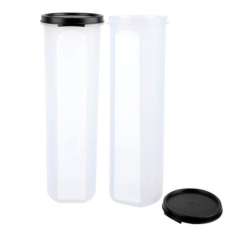 Cutting EDGE Smart Slim Storage AirTight Plastic Round Modular Container for Spaghetti Pasta Juice Snacks Stackable BPA Free 1100ML Black Pack of 2 - Image 5